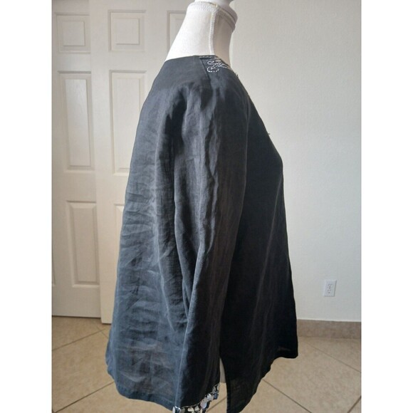 Morgan Cole Womens Blouse Tunic Black Embroidery‎ Sequin V-neck Size XL - Picture 3 of 13